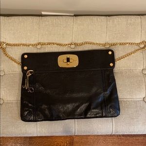 Milly black clutch with gold hardware